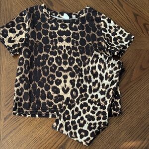 Leopard Print Top and Pants Set